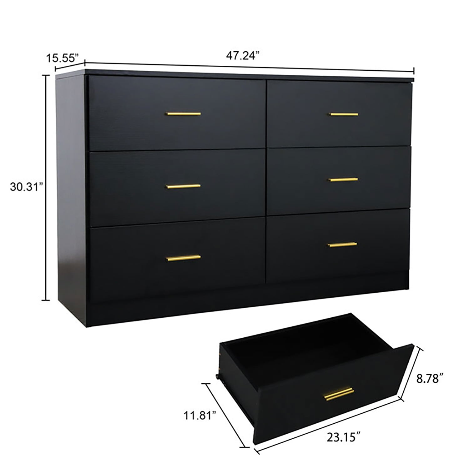 YYAo Chest of Drawers, 6-Drawer Nursery Dresser for Bedroom, Black Storage Cabinet YYAo Chest of Drawers, 6-Drawer Nursery Dresser for Bedroom, Black Storage Cabinet