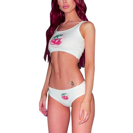 

Felcia Summer 2 Piece Set Sleeveless Camisole Triangle Shorts Women Sweet Cherry Print Pajamas