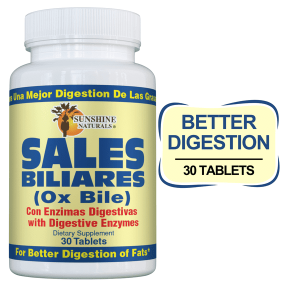 Sunshine Naturals Ox Bile Dietary Supplement, Digestive Enzymes, 30 Tablets