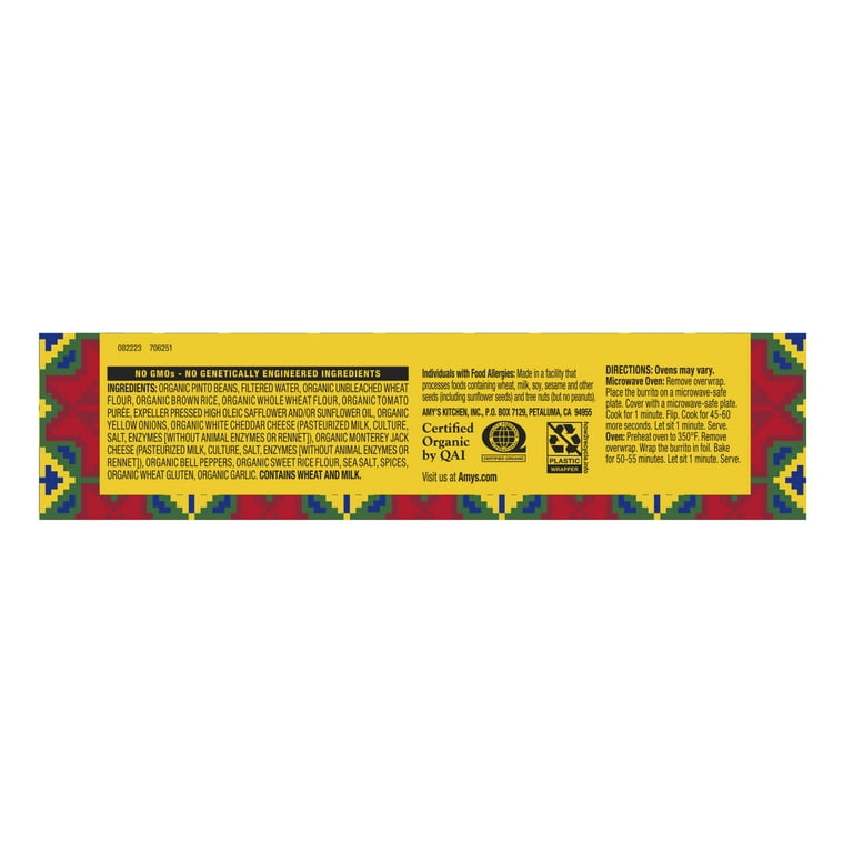 Cheddar Cheese, Bean and Rice Burrito, 6 oz Pouch, 4/Carton, Ships in 1-3 Business Days Cheddar Cheese, Bean and Rice Burrito, 6 oz Pouch, 4/Carton, Ships in 1-3 Business Days