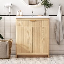 Teousev 31.5" Single-Sink Bathroom Vanity in Oak with 2 Doors
