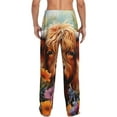 thumbnail image 2 of Bixox Men's Countryside Colorful Floral Cow Patterned Pajama Pants with Pockets Lounge Clothes for Home, 2 of 5