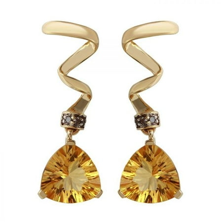 Foreli 4.63CTW Diamond And Citrine 9mm 14K Yellow Gold Earrings