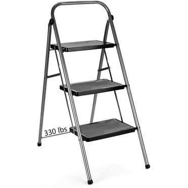 HOUSE DAY 3 Step Ladder, Portable Folding Step Stool, Anti-Slip, Lightweight Ladder, 330Lbs Capacity