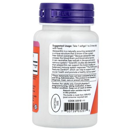 NOW Foods アスタキサンチン 4mg 60粒 ベジーソフトジェル ナウフーズ Astaxanthin 4mg 60veggie softgels