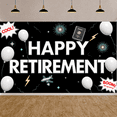thumbnail image 4 of Black and White Happy Retirement Banner Balloon Design Retirement Display Airplane  Passport Pattern Retirement Backdrop for Retirement Party Farewell Event Office Party, 4 of 8