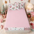thumbnail image 4 of Manfei Christmas Tree Zipper Twin Comforter Sets with Fitted Sheet and 2 Pillowcases Holiday Zipper Bedding Set, Pink White, Pink Reversible, 4 of 7