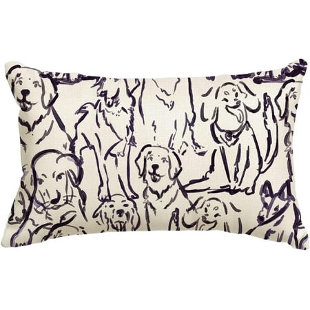 

Chinoiserie Ink and Wash Dog Bule Throw Pillow Cover 16x16 Cushion Case Outdoor Decoration for Sofa Couch Farmhouse