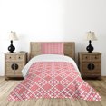 thumbnail image 4 of Ambesonne Ethnic Quilted Bedspread Set 2 Pcs, Russian Slavic Stitch, Twin Size, White and Red, 4 of 5