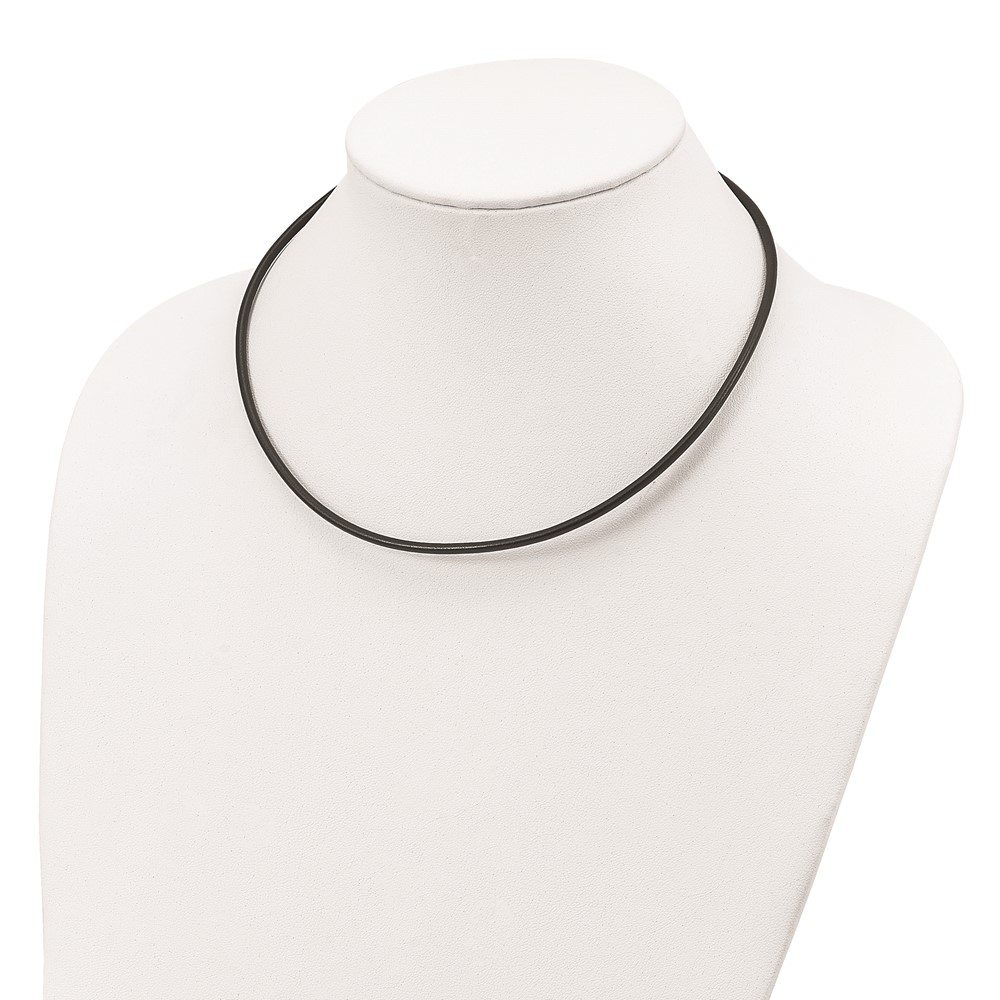 925 Sterling Silver Cord & Leather Chain Necklace 18 inch 3 mm Black