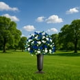 thumbnail image 3 of Sympathy Silks Artificial Cemetery Flowers Blue and White Garden Mums Bouquet with Vase, 3 of 9