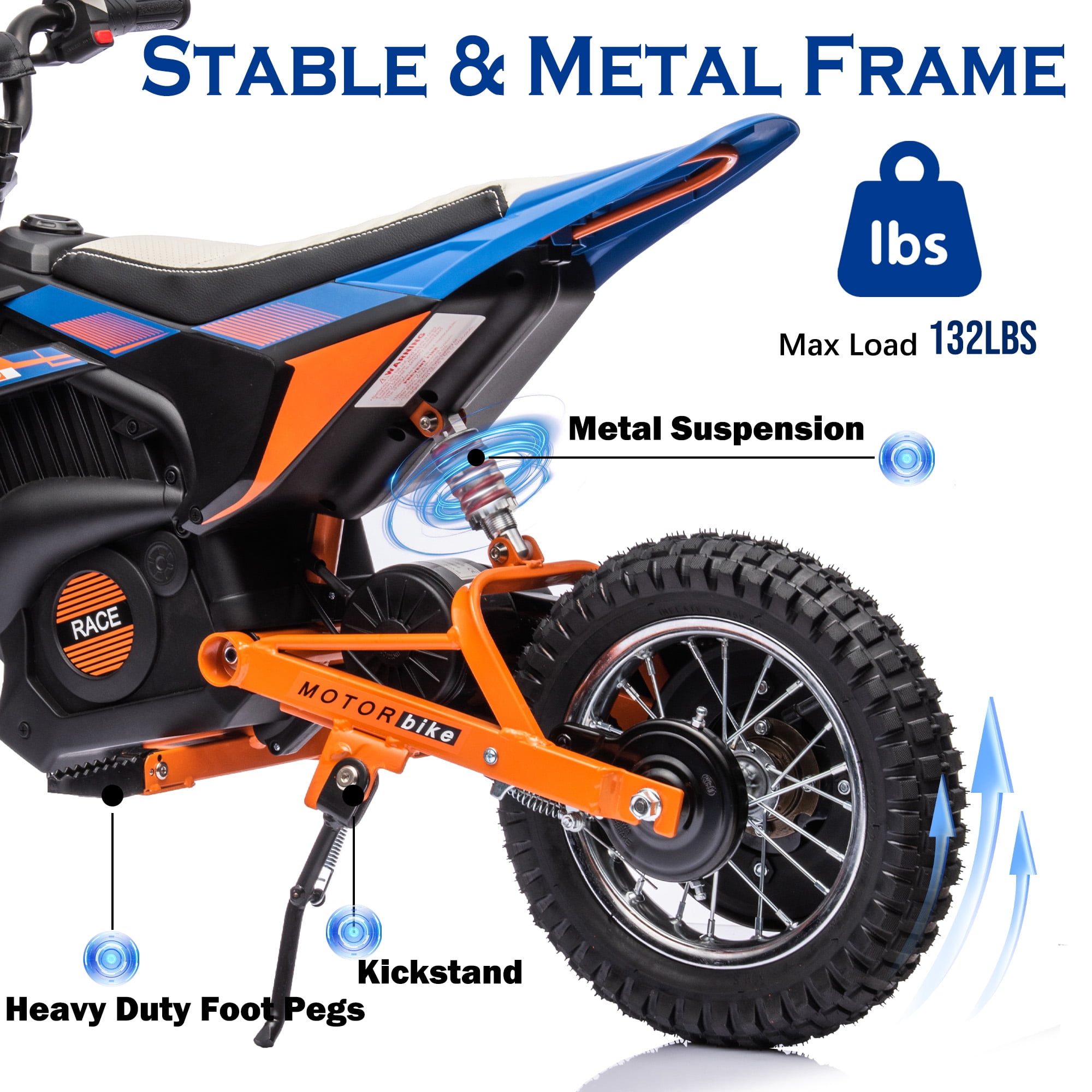 NEECHIPRO Electric Dirt Bike, 24V Electric Motorcycle Ride on Bicycle for Teens 13+,250W 13mph Max Speed,Blue