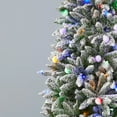 thumbnail image 3 of Seasonal LLC 6ft Snow Kissed Pine Flocked Slim Christmas Tree, 26 Inches Diameter, Pre-Strung with 200 Multicolor LED Lights, Long-Lasting LED Bulbs, 3 of 5