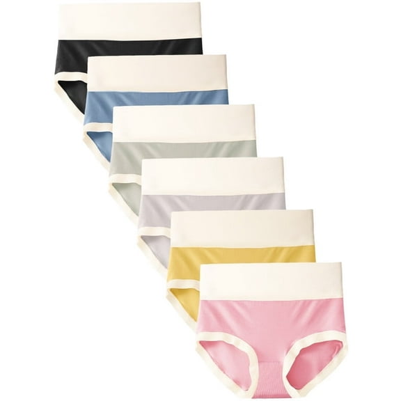 DINGLU Women's Underwear High Waisted Ladies Panties Soft Full Coverage Briefs 6 Pack, Size 5