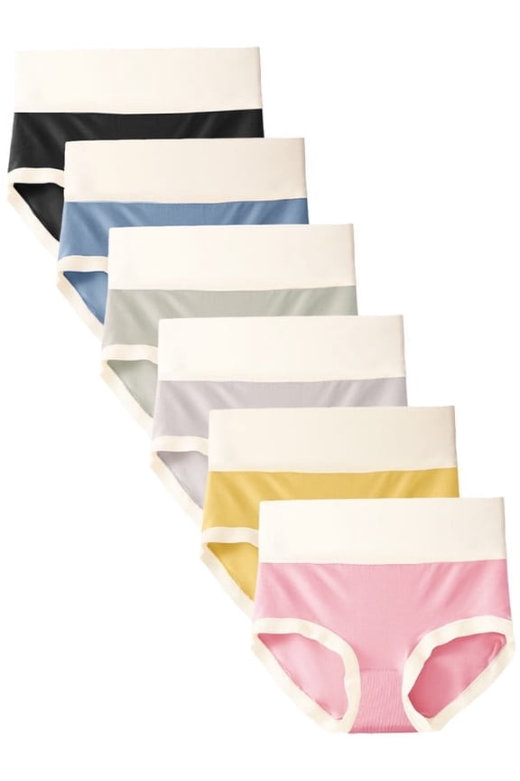Women's Underwear High Waisted Ladies Panties Soft Full Coverage Briefs 6 Pack, Size 5