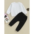 thumbnail image 5 of Valentines Day Toddler Kids Infant Baby Boys Clothes Sets 6M 9M 12M 18M 24M 3Y Letter Embroidery Long Sleeve Pullover Sweatshirts Pants Outfits, 5 of 10