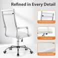 thumbnail image 4 of Vyrox Modern Office Chair, Mid-Back Faux Leather Swivel Reception & Conference Chair， Ergonomic Swivel Chair with Arms, White, 4 of 7