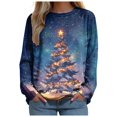 thumbnail image 3 of Futezty Women Christmas Tree Sweatshirt 3D Print Graphic Xmas Sweaters Crewneck Long Sleeve Shirt Pullover, 3 of 7