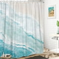 thumbnail image 3 of Beach Shower Curtain, Teal Blue Coastal Ocean Beach Theme Bathroom Curtain Waterproof Fabric Machine Washable with Hooks,72" Wx72 L, 3 of 6