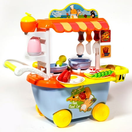 ihubdeal Mini Fast Food Cart Kitchen  Play Set  Pretend 