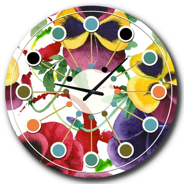 Designart 'Floral Botanical Retro Viii Mid-Century Modern Wall Clock