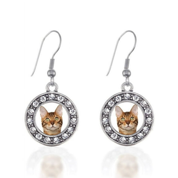 Bengal Cat Circle Charm Earrings