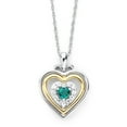 thumbnail image 2 of Brilliance 925 Sterling Silver with 14KY Gold Plated Created Emerald and Created White Sapphire Heart Pendant with 18" Chain, 2 of 2