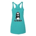 thumbnail image 2 of Wild Bobby Jesus: Ill Be Back Inspirational/Christian Women Tri-Blend Racerback Tank Top, Tahiti Blue, Large, 2 of 5