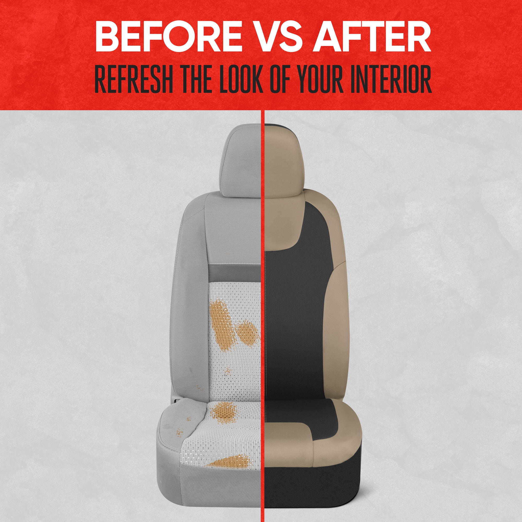 Motor Trend Premium Waterpoof Car Seat Covers for Front Seats, Beige - Universal Fit Car Truck Van SUV