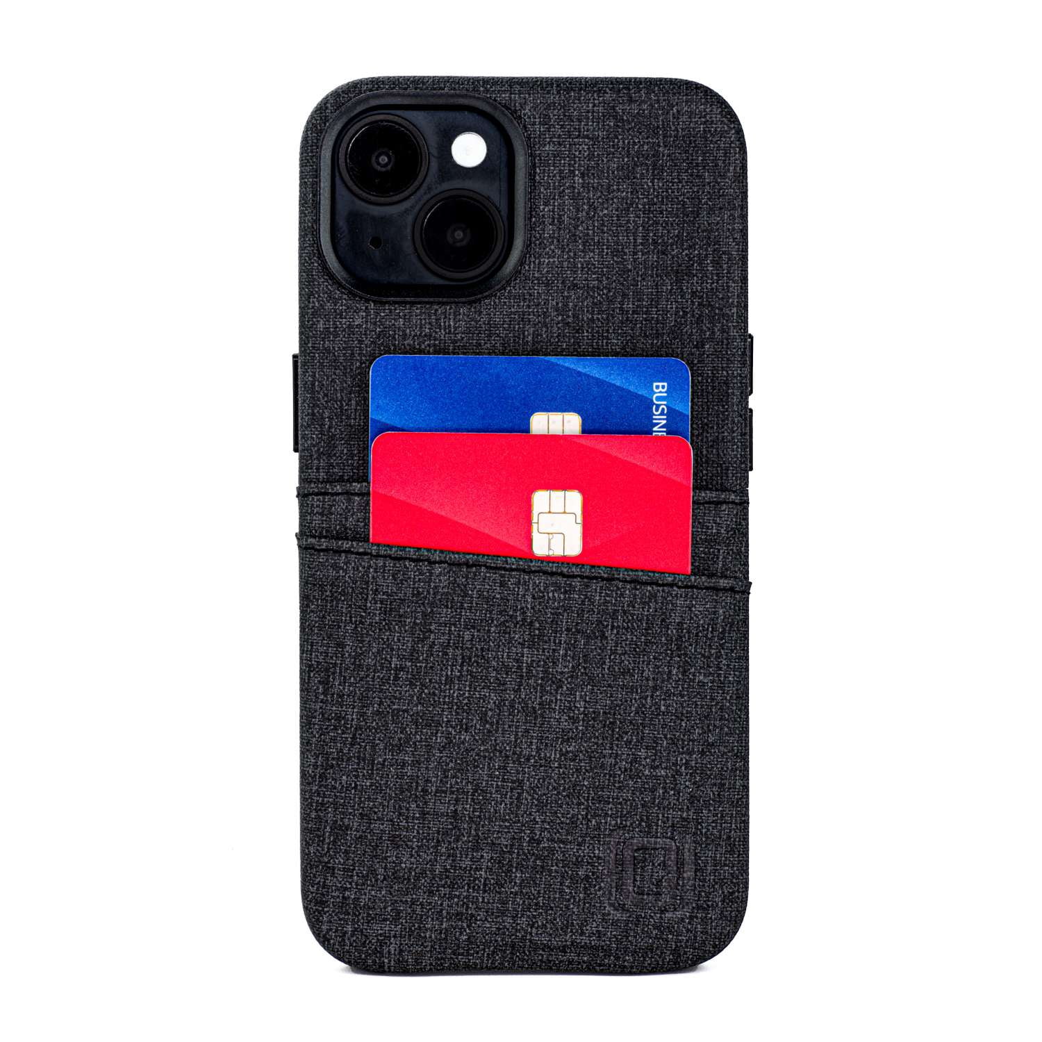 Dockem Card Case for iPhone 14 with Built-in Metal Plate for Magnetic Mounting & 2 Pockets: Luxe M2 (Black)