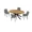 Walnut Table+4 Gray Chairs(A), variant on 63"-78.7" Extendable Round Dining Table Set for 6, 7 Piece Mid Century Modern Oval Kitchen Table Set, Large Dining Table with 6 Dining Chairs for Living Room Space Saving