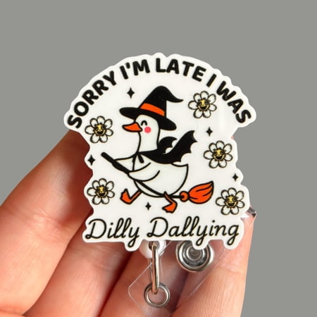 Halloween goose dilly dallying badge reel