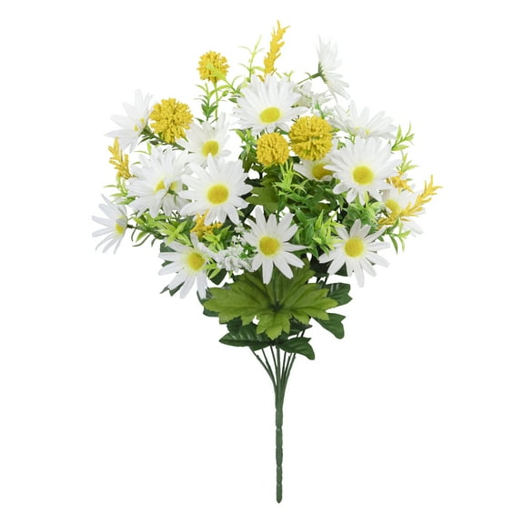 18-inch Artificial Silk White & Yellow Daisy Mixed Summer Bush, for Indoor Use, by Mainstays