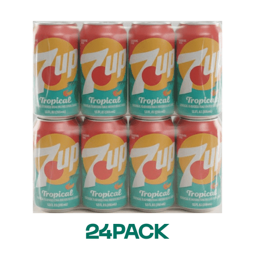 7UP  Tropical Caffeine Free Lemon Lime Mango Peach Soda Pop, 12 fl oz, 24 Pack