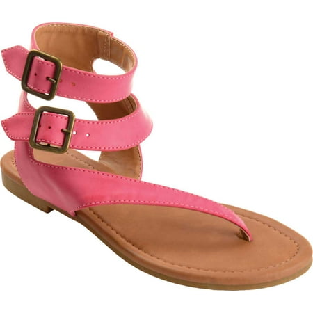 

Women s Journee Collection Kyle Ankle Strap Thong Sandal Pink Faux Leather 8.5 M