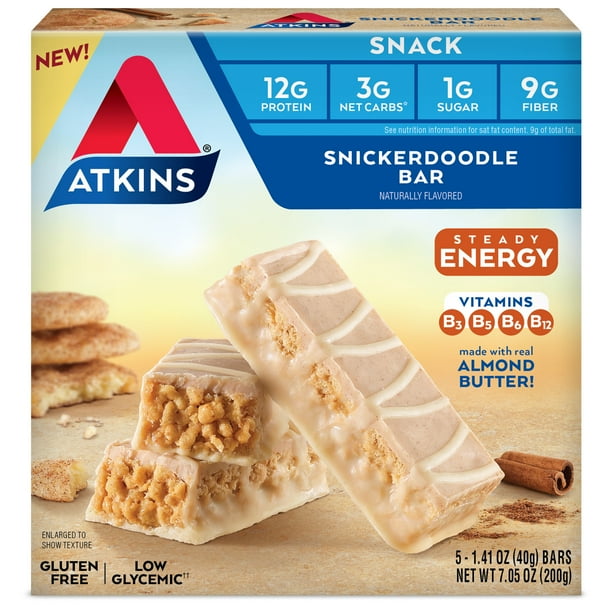 Atkins Snickerdoodle Bar, 1.55 oz, 5pack (Snack Bar)