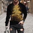 thumbnail image 4 of Christmas Tees For Men Crew Neck Xmas Graphic Print Long Sleeve Pullover Casual Stylish Holiday Funny Tops (L, Gold), 4 of 5