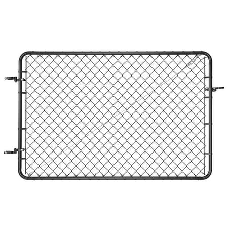 Chain Link Fence Gate 72"x48", Adjustable Garden Fence Panel Fits 2.2-6ft W x 6ft H Opening, Black Plastic Coated Farm Gate, Posts Not Included