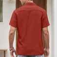 thumbnail image 6 of Lumtrix Men's Camp Collar Retro Vintage Bowling Button Down Shirt Casual Short Sleeve Color Block Shirts Summer Red L, 6 of 6