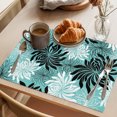thumbnail image 3 of Teal Black Flowers Placemats Set of 4 Modern Abstract Blooms Floral Place Mats Indoor Wipeable Table Mats Washable Cloth Dining Table Placemats for Kitchen Holiday Party Home Decor 13x19 Inch, 3 of 9