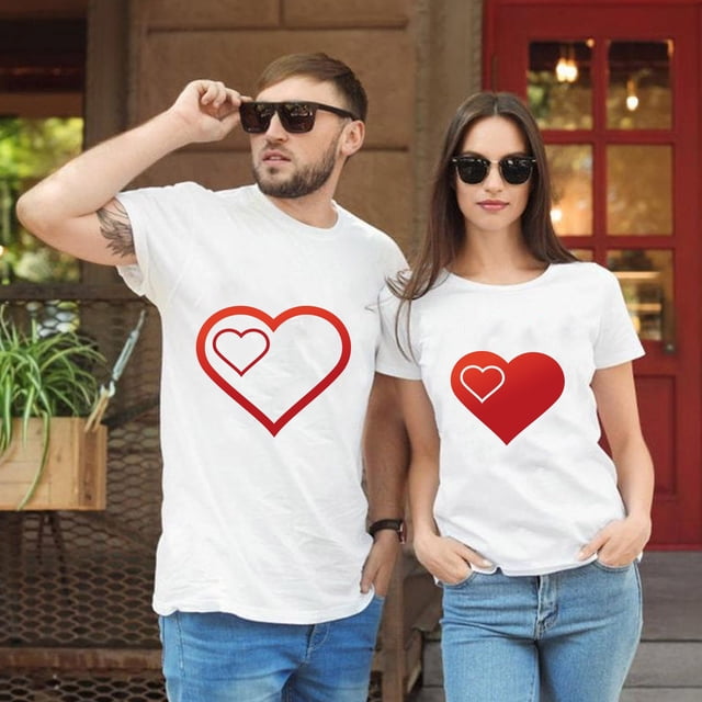 EGNMCR T-shirt Ample à Manches Courtes et Col Rond pour Homme avec Motif Imprimé de la Saint-Valentin