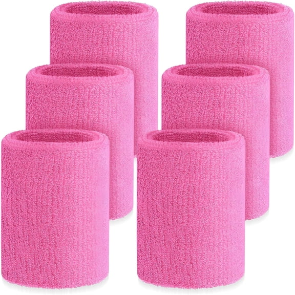 TELOLY 2026 New 6 Pcs 4 Inch Wrist Sweatbands for Tennis & Gymnastics, Cotton Elastic Thick Wrist Bands for Sports for Workout, Running, Yoga, Fitness
