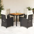 thumbnail image 1 of vidaXL 5 Piece Garden Dining Set with Cushions Black Poly Rattan, 1 of 6