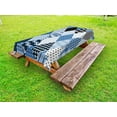 thumbnail image 1 of Geometric Outdoor Tablecloth, Geometrical Diamond Shaped Lines with Various Nostalgic Fashioned Old Pattern, Decorative Washable Fabric Picnic Table Cloth, 58 X 84 Inches,Blue Black, by Ambesonne, 1 of 2