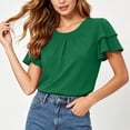 thumbnail image 5 of Favoffer Women's Round Neck Short Sleeve Solid Color Casual Top, 5 of 8