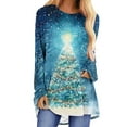 thumbnail image 2 of Craaazy Womens Christmas Shirts Funny Xmas Santa Cute Christmas Tree With Lights Printing Tops Gifts For Women, 2 of 5