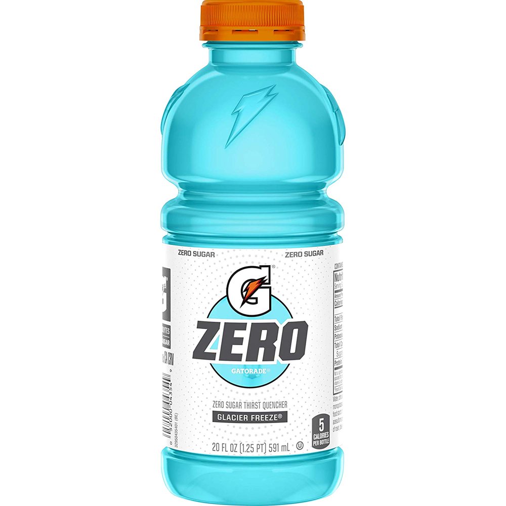 Gatorade Zero Thirst Quencher, Glacier Freeze, 20 oz Bottles, 12 count