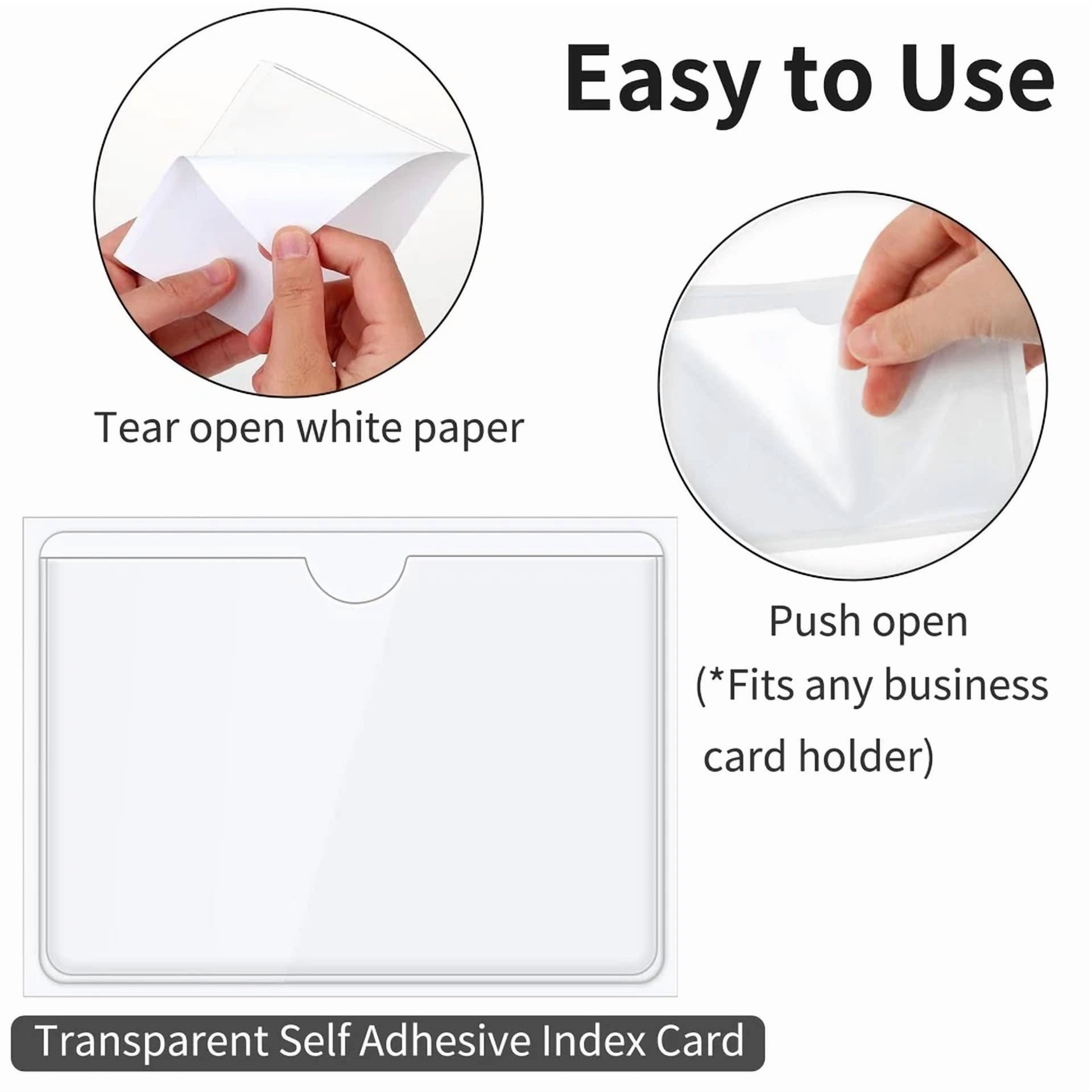 CIRCLE- 24Pack Self Adhesive Index Card Pockets For 3X5 Inch Cards Plastic Label Holders