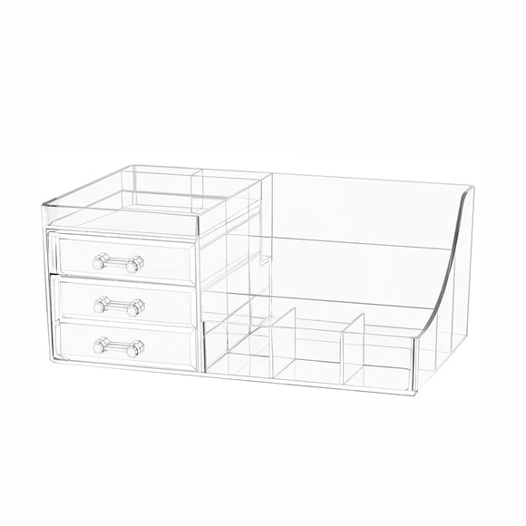 Make Up Organizer Cq, encimera acrílica transparente con 3 cajones