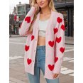thumbnail image 6 of Cardigan Sweaters for Women Valentine's Day Heart Sweaters Oversized Cable Knit Button V Neck Long Sleeve Fall Fashion Outerwear Coat Alsol Lamesa, 6 of 6